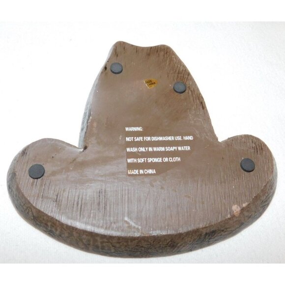 Ceramic Cowboy Hat Shaped Decorative Trinket Plate With Horse Emblem & Pink Band - Picture 2 of 8